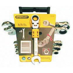 Jeu de 6 clés plates mixtes à cliquet tête indéxable - STANLEY