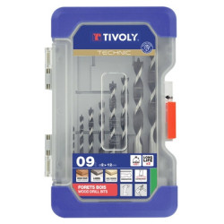 Coffret 9 mèches à bois 3 pointes gradués SLR Ø 2 à 12 mm - TIVOLY