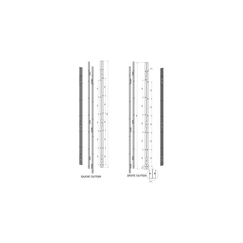 Barre de pivot cornière standard 3 paumelles - SECURYSTAR
