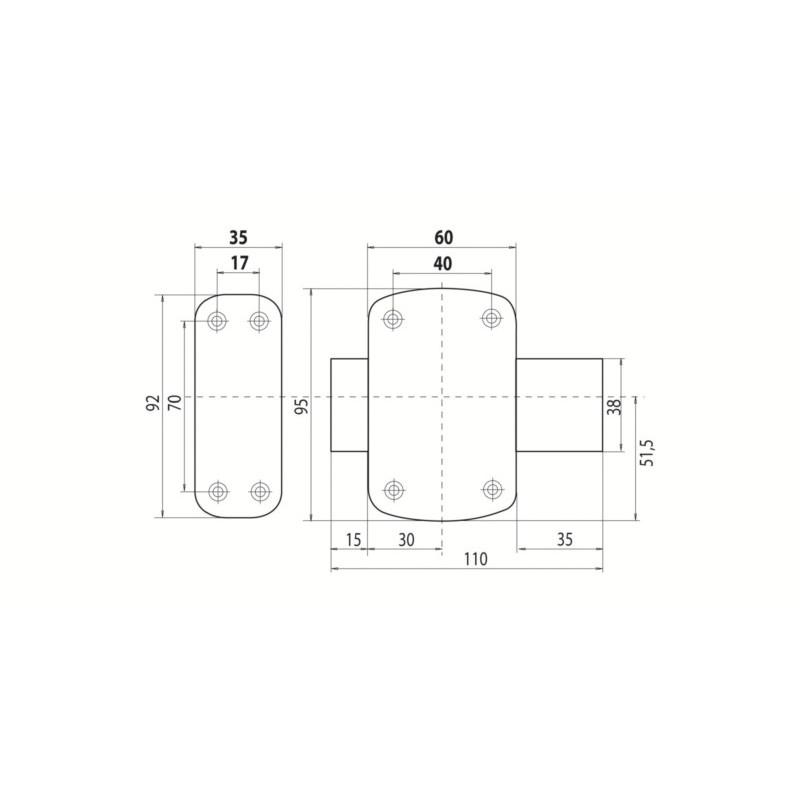Verrou monopoint double entrée CYCLOP 7603 varié - VACHETTE ASSA ABLOY