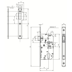 Serrure à encastrer monopoint axe 50 bec de cane D452 bouts ronds NFQC3 - VACHETTE ASSA ABLOY