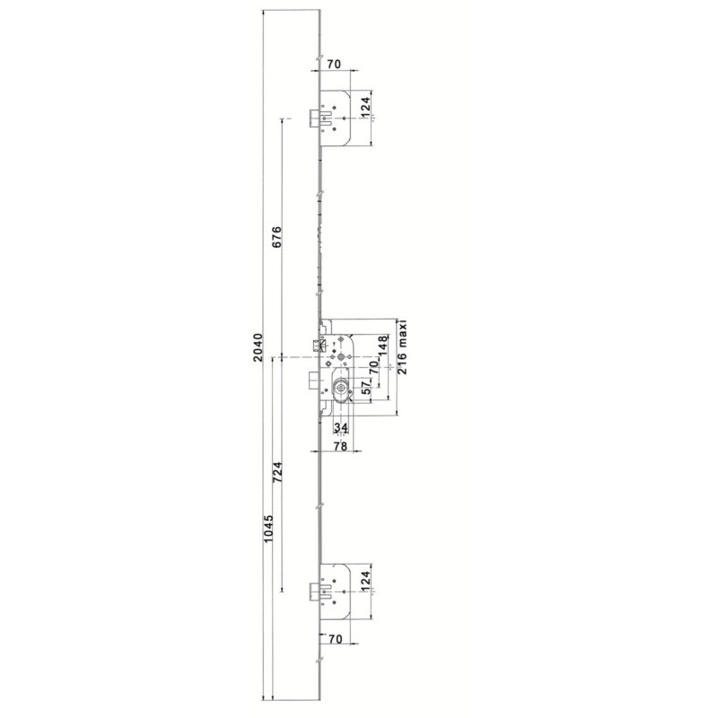 Serrure à encastrer 3 points pêne dormant demi-tour clé i A2P*** 5000 ET3/EF3 - VACHETTE ASSA ABLOY