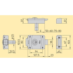 Serrure électrique en applique à pêne dormant cylindre rond 12VCA V9083 - VIRO