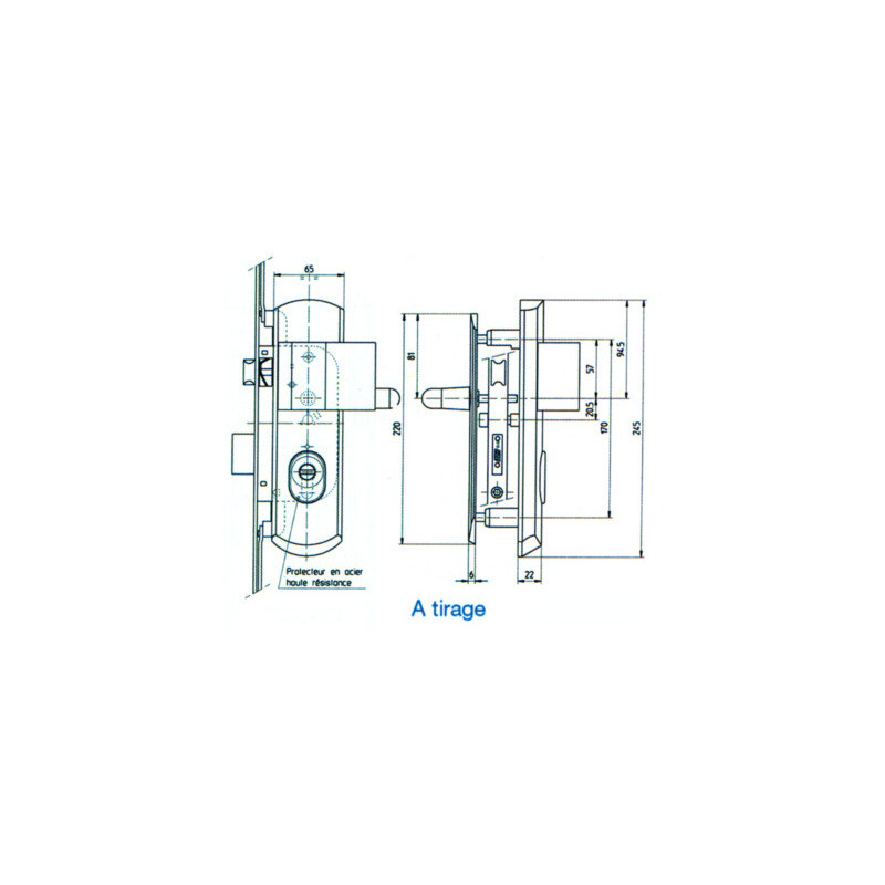 Ensemble sur plaque blindé EA170 JULIA à tirage argent - VACHETTE ASSA ABLOY