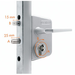 Serrure applique monopoint verticale à fouillot profil européen portail battant LAKQ 40 - LOCINOX