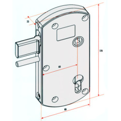 Serrure applique monopoint verticale à fouillot pêne levant portail MODULOX - TIRARD & BURGAUD