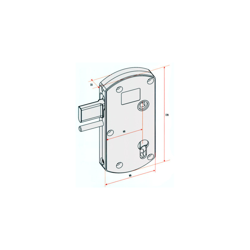 Serrure applique monopoint verticale à fouillot pêne levant portail MODULOX - TIRARD & BURGAUD