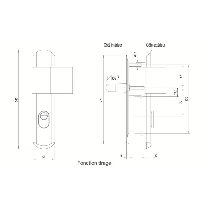 Ensemble sur plaque blindé à  fouillot EA170 FLORENCE 2 - VACHETTE ASSA ABLOY