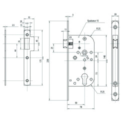Serrure à encastrer monopoint axe 50 bec de cane urgence D456 - VACHETTE ASSA ABLOY