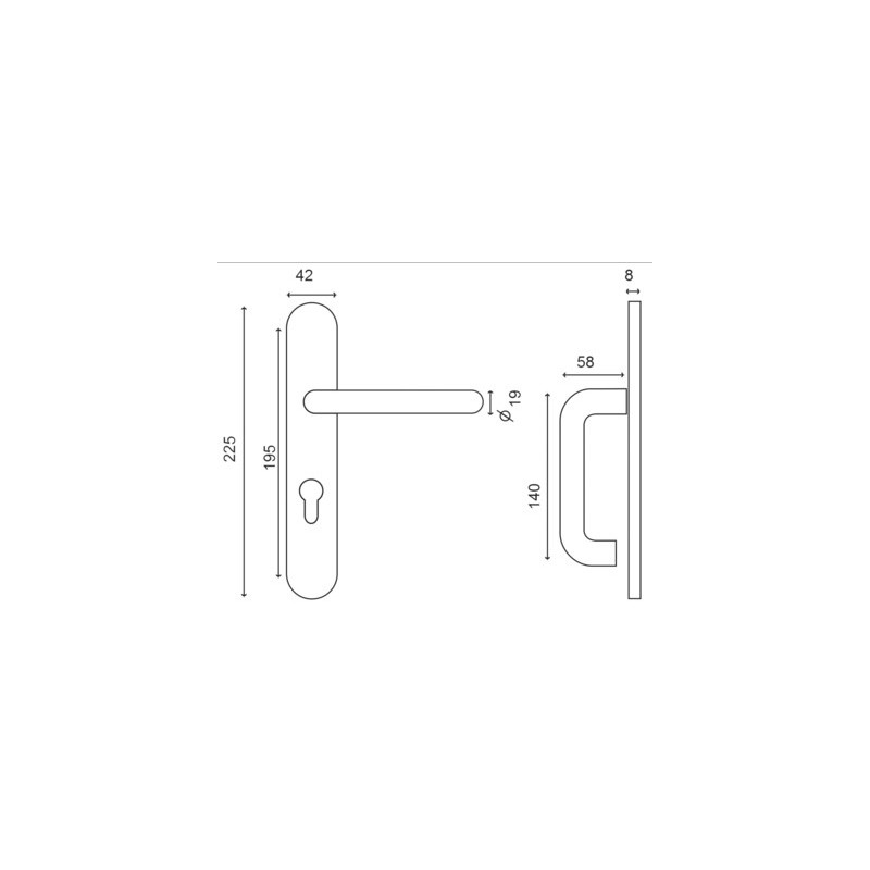 Ensemble sur plaque palière EA195 MEDOC clé i inox - EUROWALE