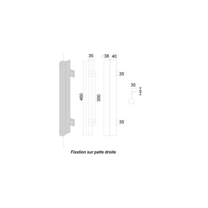 Poignée de tirage antivandalisme 460 mm inox - EUROWALE
