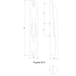 Poignée extérieure manoeuvrable saillie réduite SEDUCTION 20° DS5510 - CROISEE DS