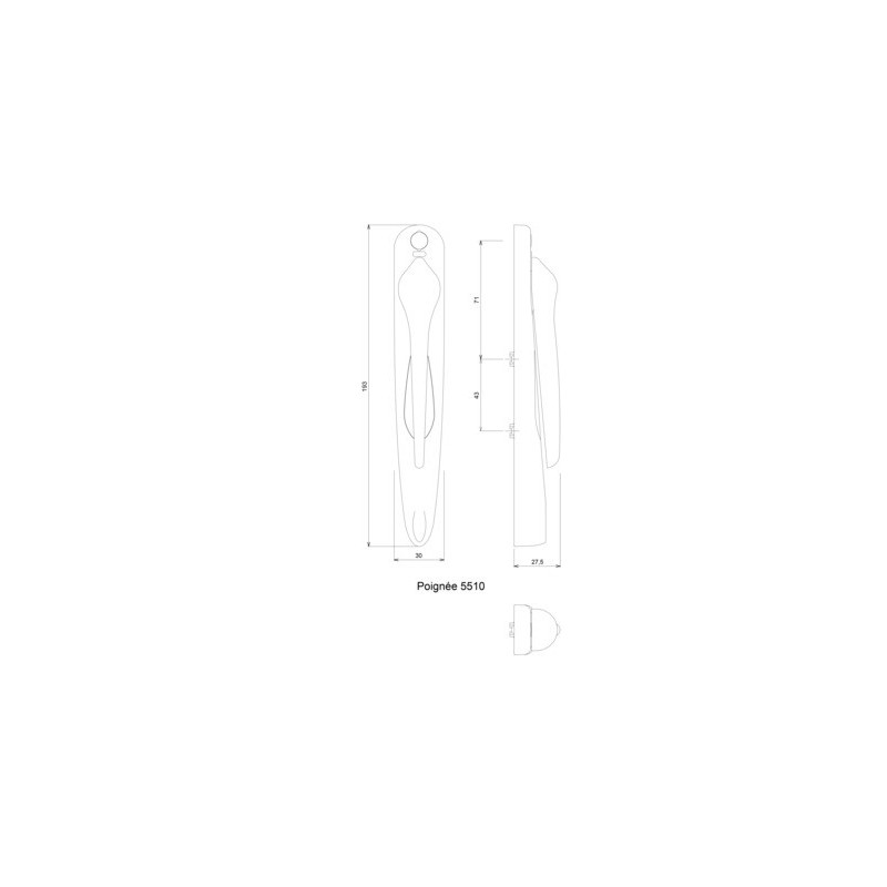 Poignée extérieure manoeuvrable saillie réduite SEDUCTION 20° DS5510 - CROISEE DS