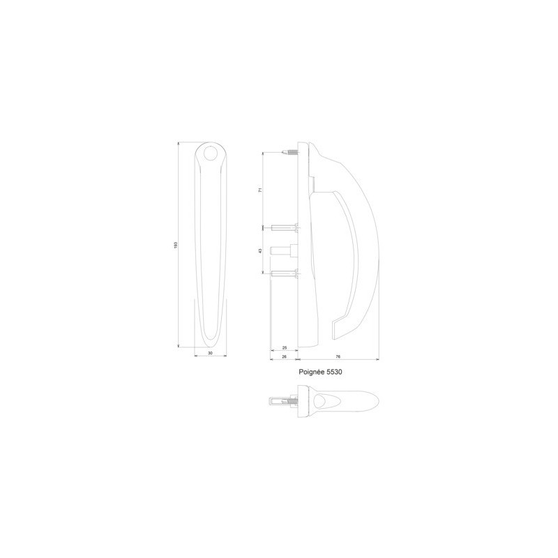 Poignée intérieure manoeuvrable SEDUCTION 20° DS5530 - CROISEE DS