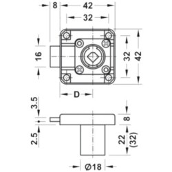 Serrure de meuble à pêne dormant en applique axe 25 mm - HAFELE