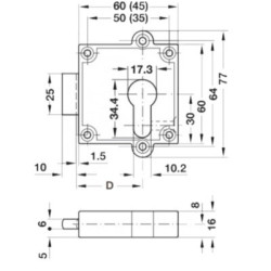 Serrure de meuble pêne dormant en applique pour cylindre européen - HAFELE