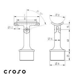 Support de main courante orientable inox à coller - CROSO