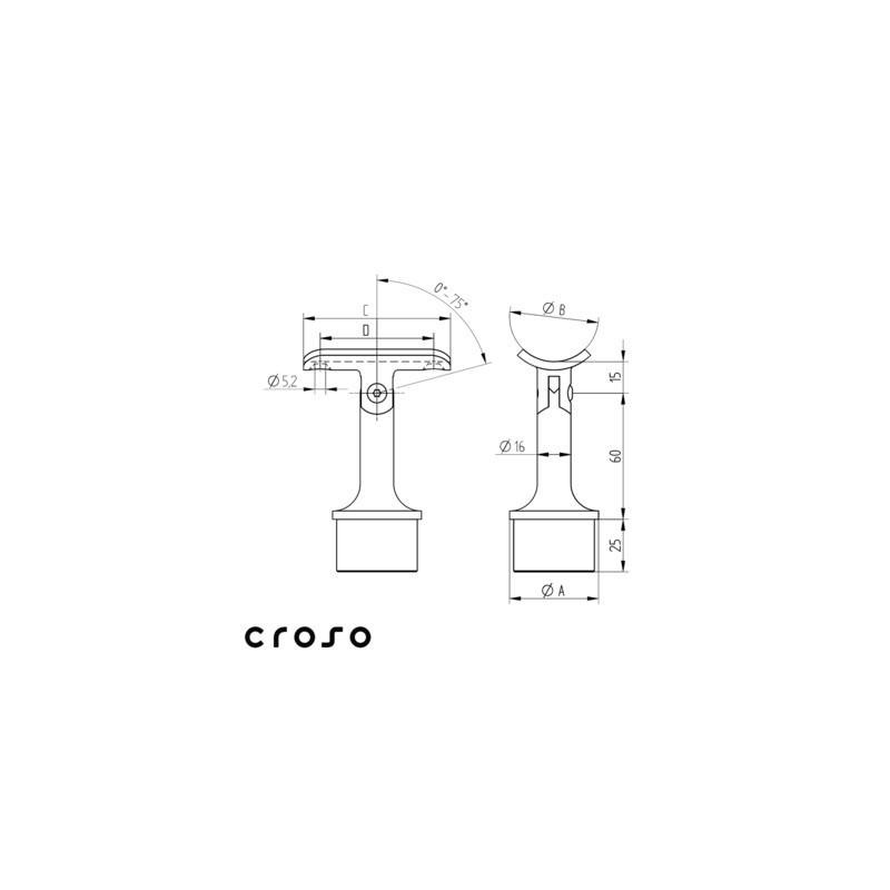 Support de main courante orientable inox à coller - CROSO