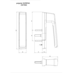 Poignée intérieure manoeuvrante SARENA Mini DS7882 - CROISEE DS