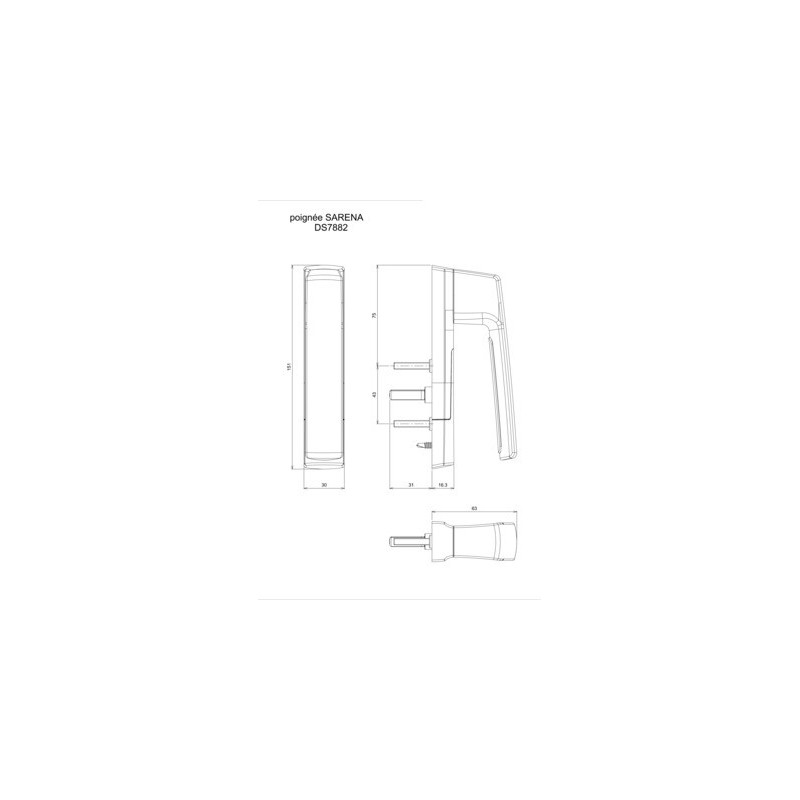 Poignée intérieure manoeuvrante SARENA Mini DS7882 - CROISEE DS
