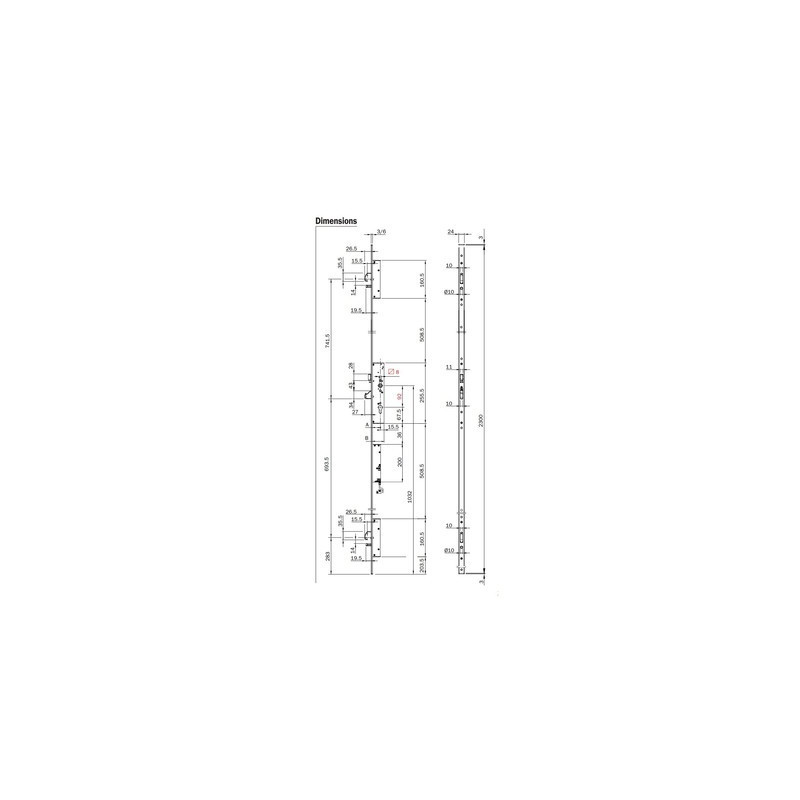Serrure électrique à encastrer multipoint MULTIBLINDO E-MOTION têtière U - ISEO
