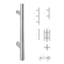 Poignée de tirage droite diamètre 30 support droit 4800 inox - FONDERIA MARCHESI