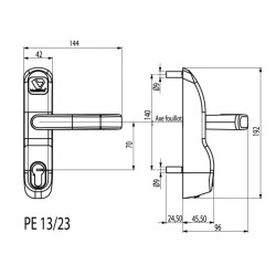 Module externe anti-panique poignée tournante profil européen PREMIUM PE13/23 - VACHETTE ASSA ABLOY