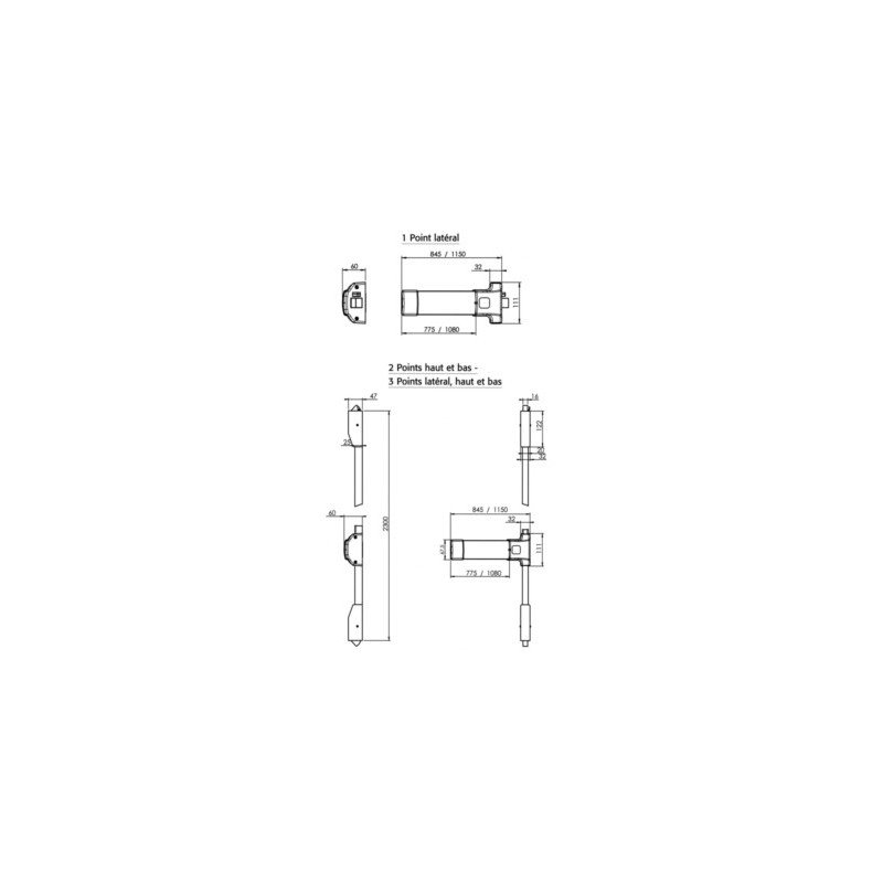 Serrure anti-panique barre 2 points PUSH BAR 90+ - JPM