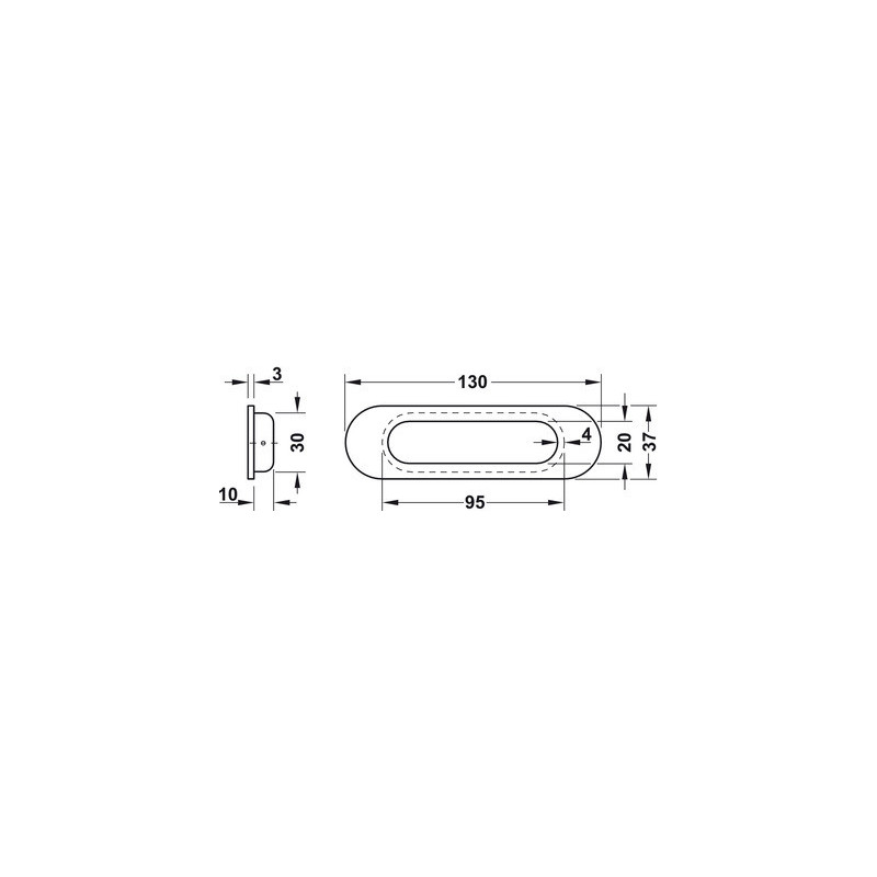 Poignée de meuble coquille ovale inox noir - HAFELE