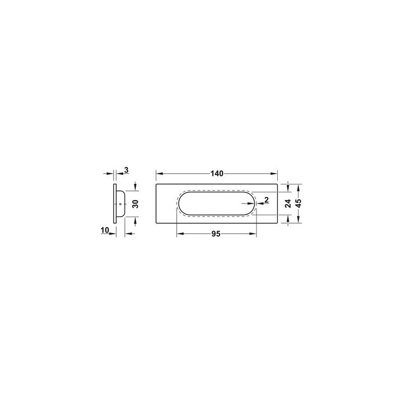 Poignée de meuble coquille rectangulaire inox - HAFELE