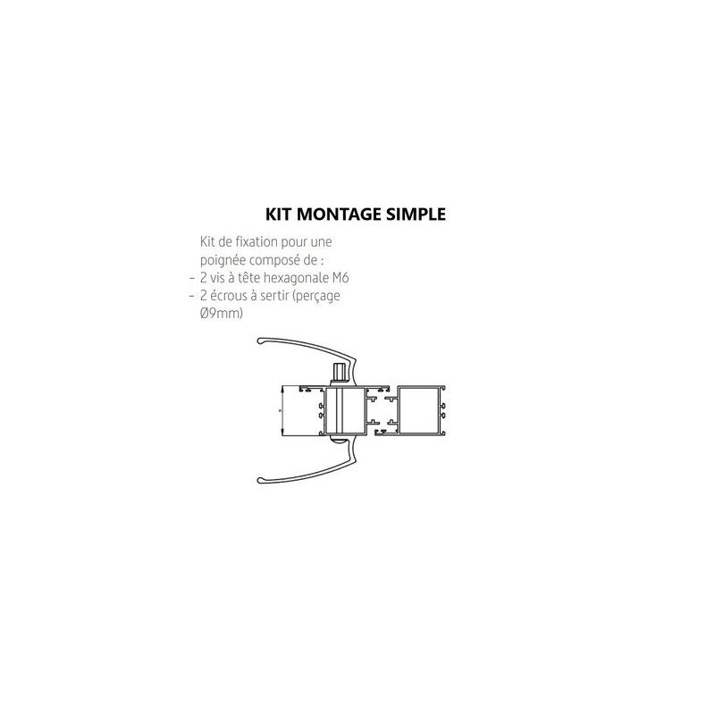 Kit de fixation simple pour poignées aileron ALETA 7060 - ALMA