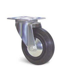 Roulette sur platine roue caoutchouc pivotante Ø125 PORTROLL - GUITEL HERVIEU