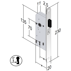 Serrure à encastrer monopoint magnétique FRANCE - BONAITI