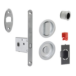 Kit serrure à encastrer monopoint coulissant pêne glissant rosace ronde G500 condamnation - BONAITI