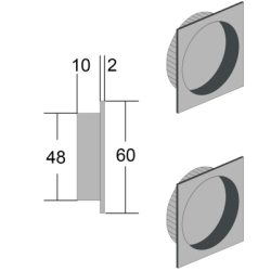 Paire de cuvettes carrées PQS Ø 48 mm pour porte coulissante EASY - BONAITI 
