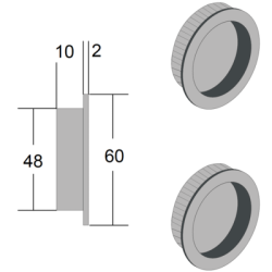 Paire de cuvettes rondes Ø 48 mm pour porte coulissante EASY PTS - BONAITI 