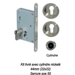 Kit serrure à encastrer monopoint coulissant clé i rosace ronde - EUROWALE