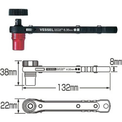 Set cliquet plat 2 en 1 avec 10 embouts TD-73MC - VESSEL