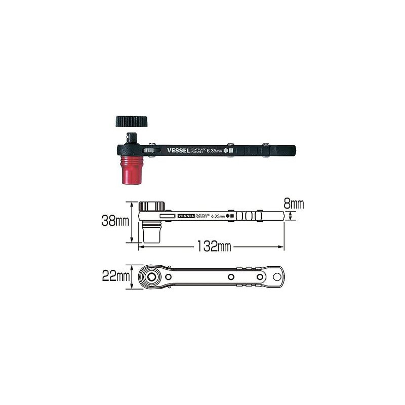 Set cliquet plat 2 en 1 avec 10 embouts TD-73MC - VESSEL