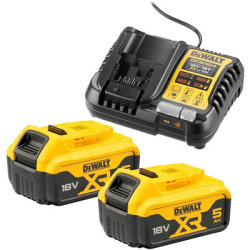 Pack 2 batteries XR 18V 5ah LI-ION + chargeur DCB1104P2-QW - DEWALT