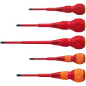 Jeu de 5 tournevis isolés VDE 1000V BALL GRIP - VESSEL