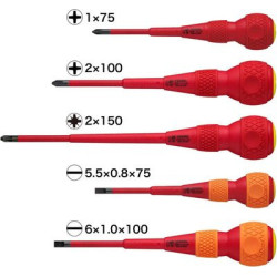 Jeu de 5 tournevis isolés VDE 1000V BALL GRIP - VESSEL