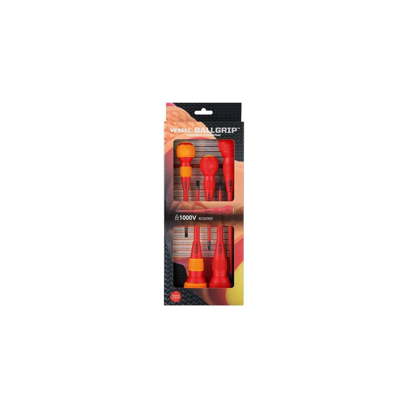 Jeu de 5 tournevis isolés VDE 1000V BALL GRIP - VESSEL
