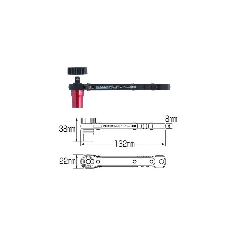 Set cliquet plat 2 en 1 et embouts TX-12MC - VESSEL
