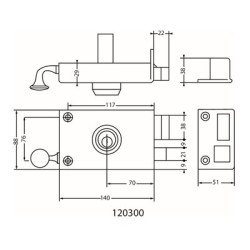 Serrure applique monopoint horizontale à tirage KESO 8000 OMEGA - JPM