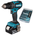 Perceuse visseuse à percussion sur batterie DHP485RTJ + coffret 30 embouts - MAKITA
