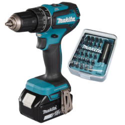 Perceuse visseuse à percussion sur batterie DHP485RTJ + coffret 30 embouts - MAKITA