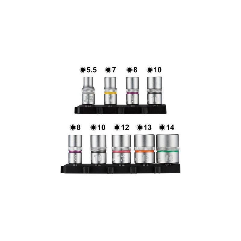 Coffret 9 douilles 1/4" - VESSEL