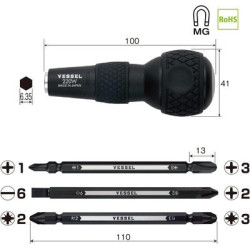 Kit tournevis Ball Grip + 3 lames doubles - VESSEL