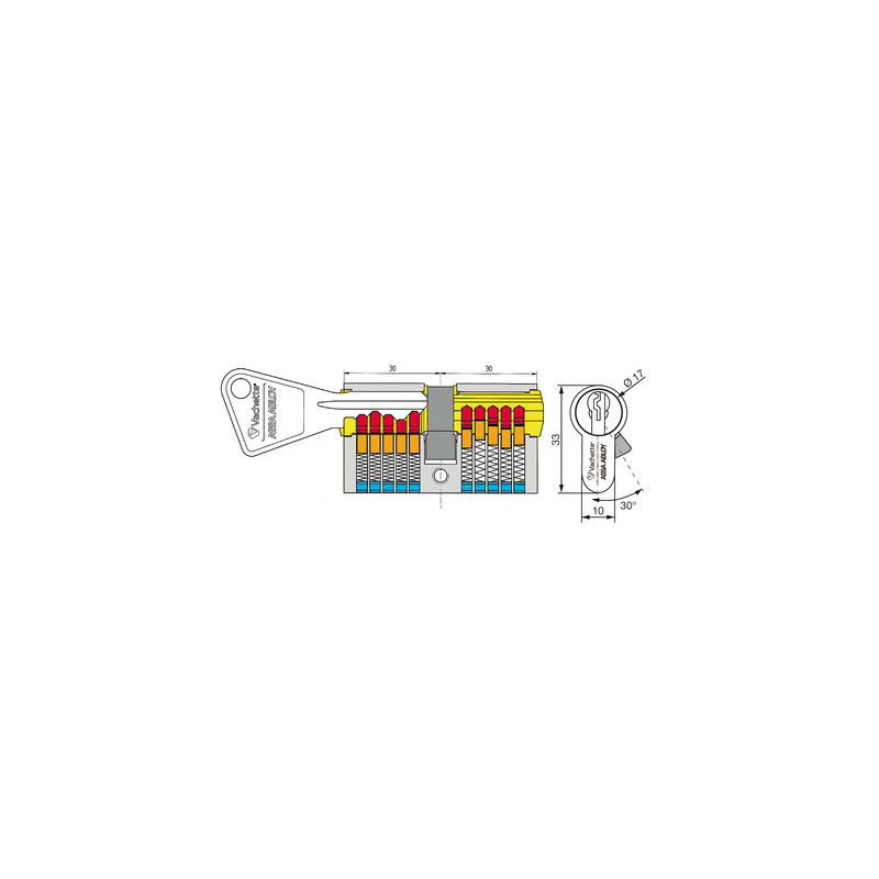 Cylindre européen double entrée V5 CGF sur numéro U53257 nickelé - VACHETTE ASSA ABLOY